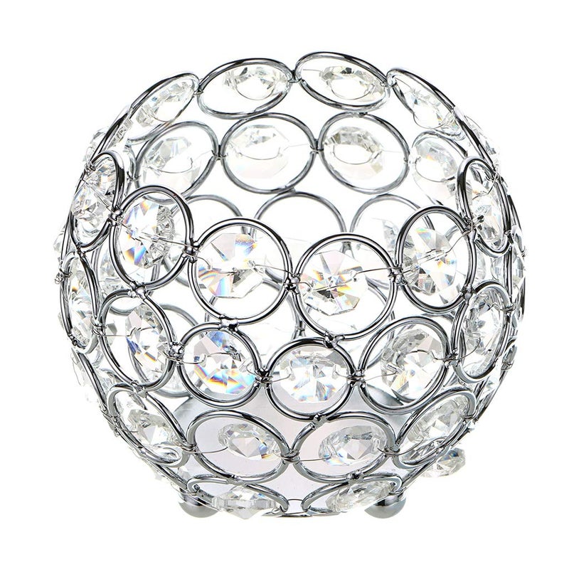 OwnMy 10cm Crystal Bowl Votive Candleholder Sparkly Tea Light Candle Holders Candle Lanterns Decorative Candelabra Vase for Christmas New Year Wedding Table Centerpieces (Silver Tone) - Image 3